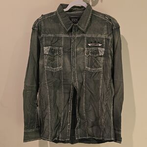 Buckle Casual Green Button Down Shirt